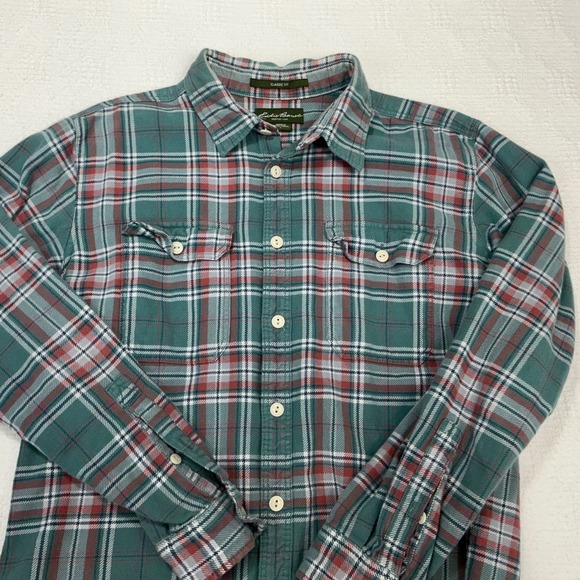 Eddie Bauer Other - Eddie Bauer Mens Classic Fit Flannel Shirt Large Teal Red Plaid Long Sleeve L